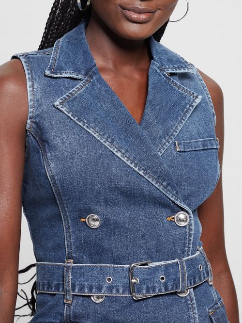 Guess Anela Denim Trench Dress Blauw | GUESS-SN26969