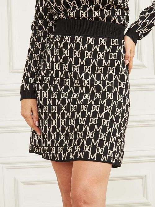 Guess Angelina Jacquard Skirt Zwart | GUESS-SN28139