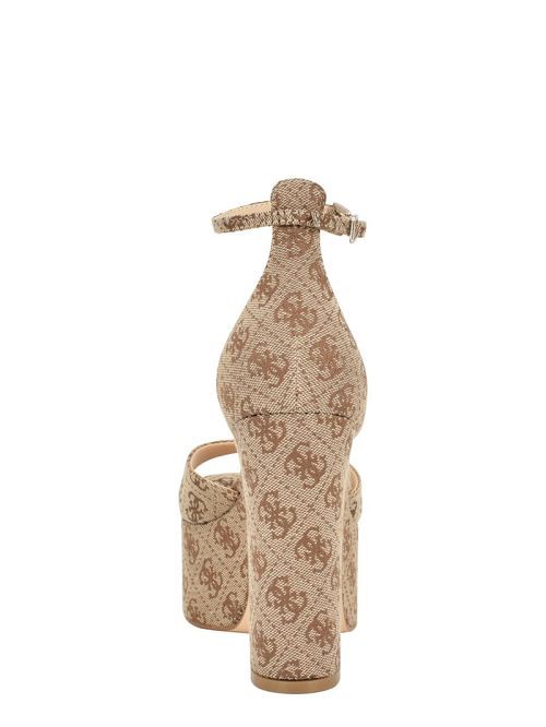 Guess Ankle Strap Logo Platform Heels Bruin | GUESS-SN29680