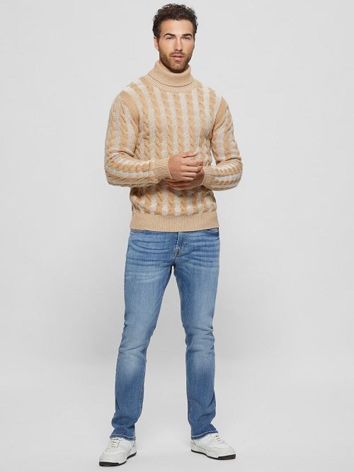 Guess Arkell Turtleneck Cable Sweater Beige | GUESS-SN30900