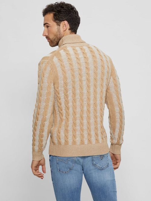 Guess Arkell Turtleneck Cable Sweater Beige | GUESS-SN30900