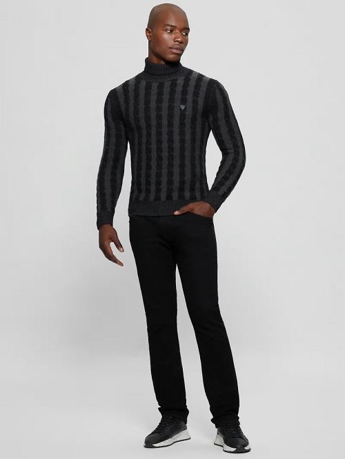 Guess Arkell Turtleneck Cable Sweater Zwart | GUESS-SN30896