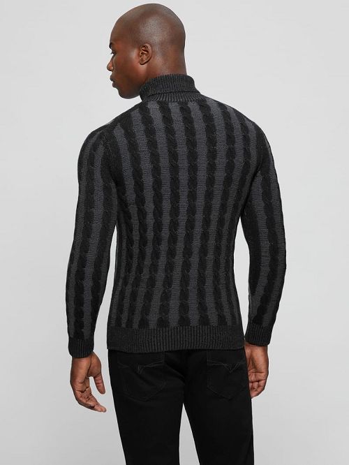 Guess Arkell Turtleneck Cable Sweater Zwart | GUESS-SN30896