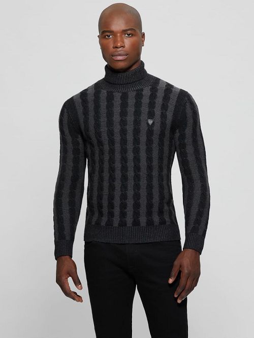 Guess Arkell Turtleneck Cable Sweater Zwart | GUESS-SN30896