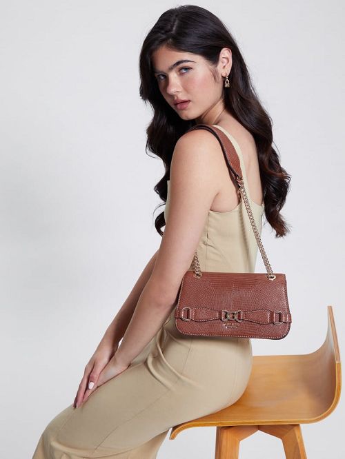 Guess Arlena Lizard Convertible Crossbody Bruin | GUESS-SN28916
