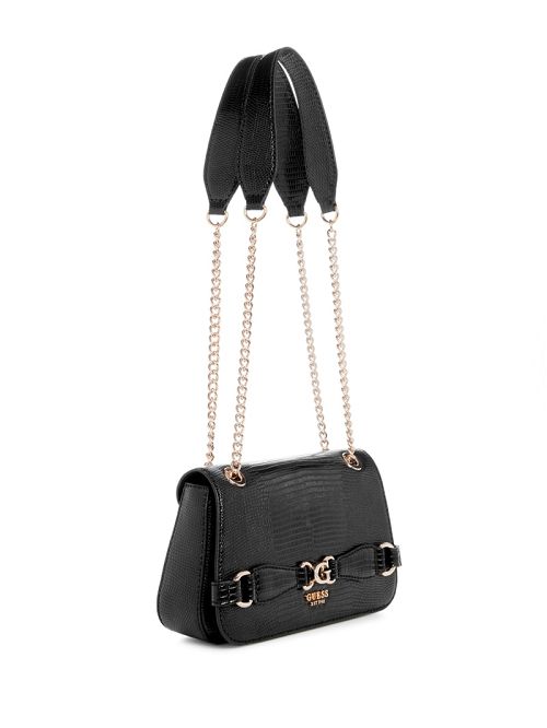 Guess Arlena Lizard Convertible Crossbody Zwart | GUESS-SN28929