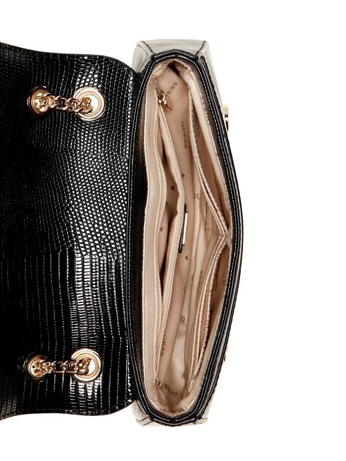 Guess Arlena Lizard Convertible Crossbody Zwart | GUESS-SN28929