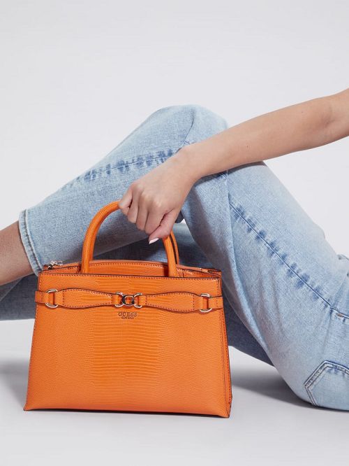 Guess Arlena Lizard Girlfriend Satchel Oranje | GUESS-SN28920