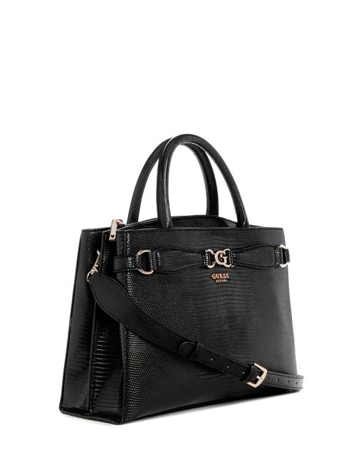 Guess Arlena Lizard Girlfriend Satchel Zwart | GUESS-SN28701