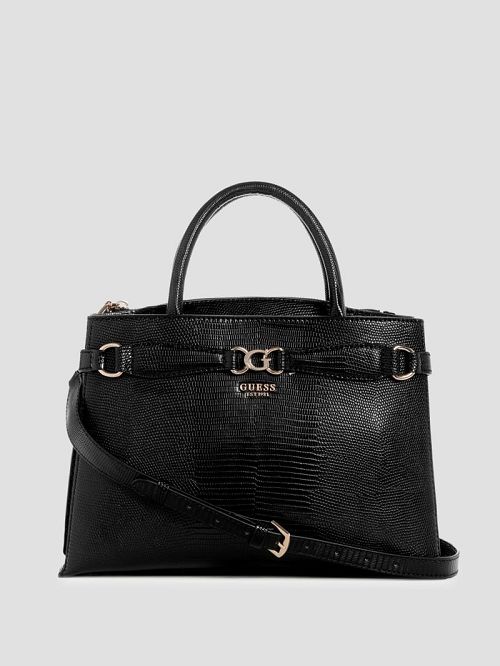 Guess Arlena Lizard Girlfriend Satchel Zwart | GUESS-SN29218