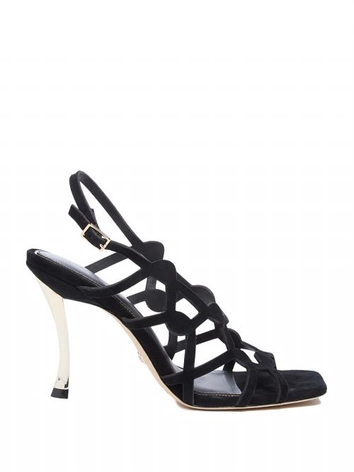 Guess Ashley Suede Sandal Zwart | GUESS-SN29768