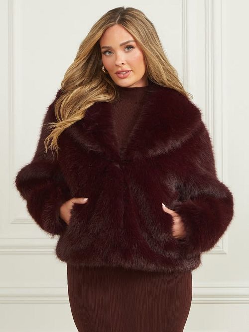 Guess Audrey Faux-Fur Coat Paars | GUESS-SN27951
