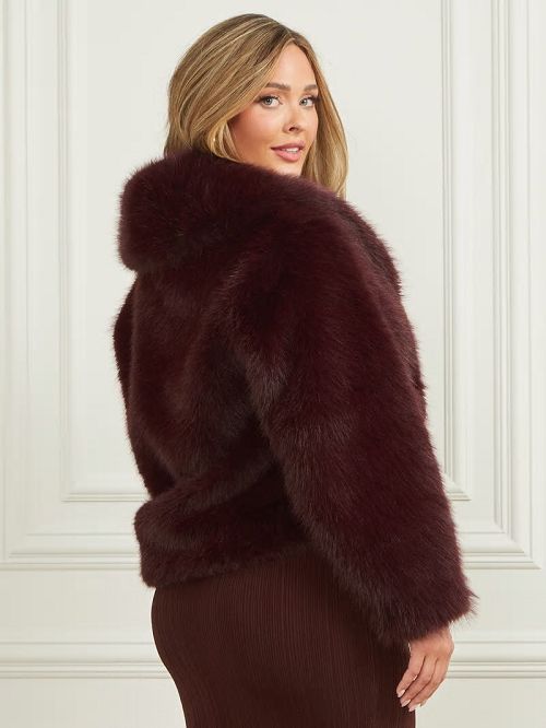Guess Audrey Faux-Fur Coat Paars | GUESS-SN27951