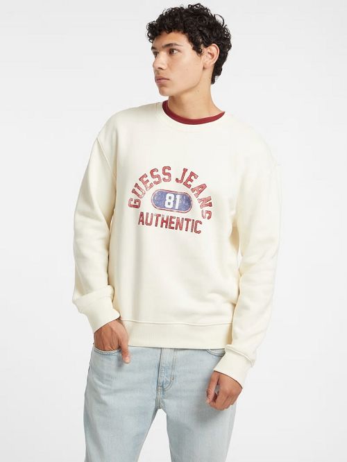 Guess Authentic Logo Crewneck Sweatshirt Wit | GUESS-SN30950