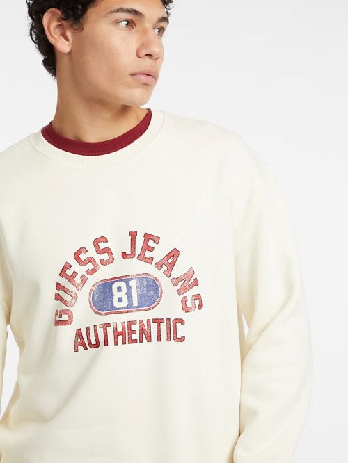 Guess Authentic Logo Crewneck Sweatshirt Wit | GUESS-SN30950