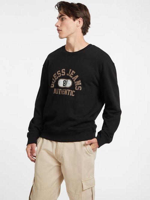 Guess Authentic Logo Crewneck Sweatshirt Zwart | GUESS-SN30951