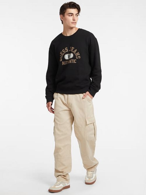Guess Authentic Logo Crewneck Sweatshirt Zwart | GUESS-SN30951