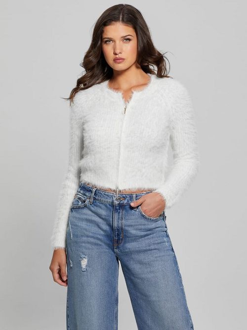 Guess Avery Dual-Zip Cardigan Wit | GUESS-SN27803