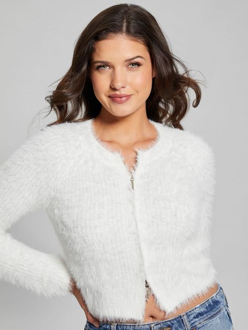 Guess Avery Dual-Zip Cardigan Wit | GUESS-SN27803