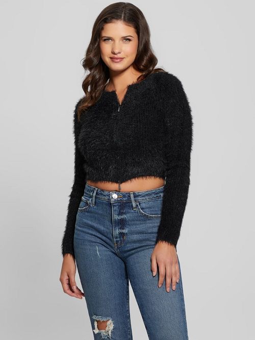 Guess Avery Dual-Zip Cardigan Zwart | GUESS-SN27787