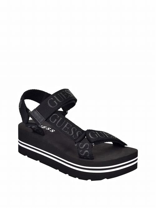 Guess Avin Platform Sport Sandals Zwart | GUESS-SN29665