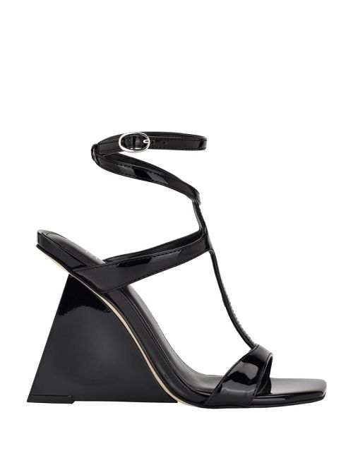 Guess Bacio T-Strap Wedge Heels Zwart | GUESS-SN29705