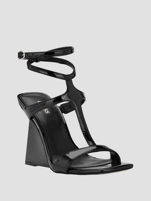 Guess Bacio T-Strap Wedge Heels Zwart | GUESS-SN29705