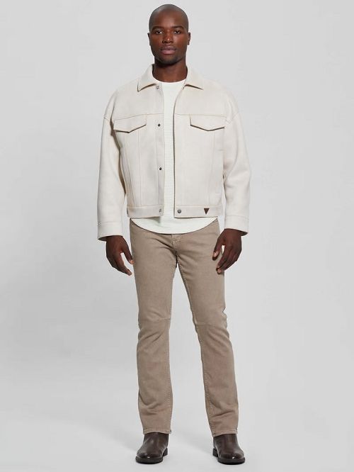 Guess Baldwin Faux-Suede Trucker Jacket Beige | GUESS-SN30862