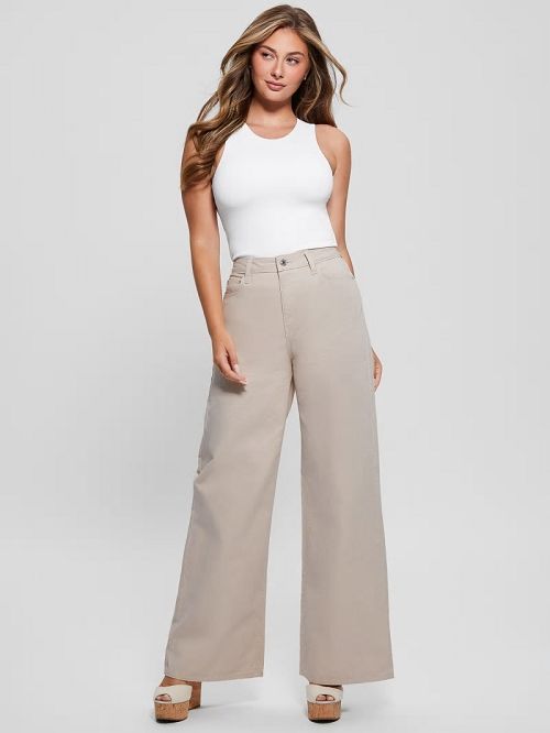 Guess Bellflower Twisted Leg Twill Pants Wit | GUESS-SN26541
