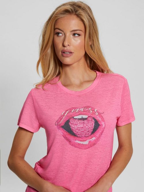 Guess Berry Lips Easy Tee Roze | GUESS-SN27149