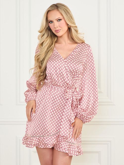 Guess Betty Blue Wrap Dress Roze | GUESS-SN26894