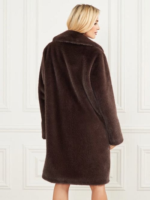 Guess Bianca Faux-Fur Coat Bruin | GUESS-SN27912