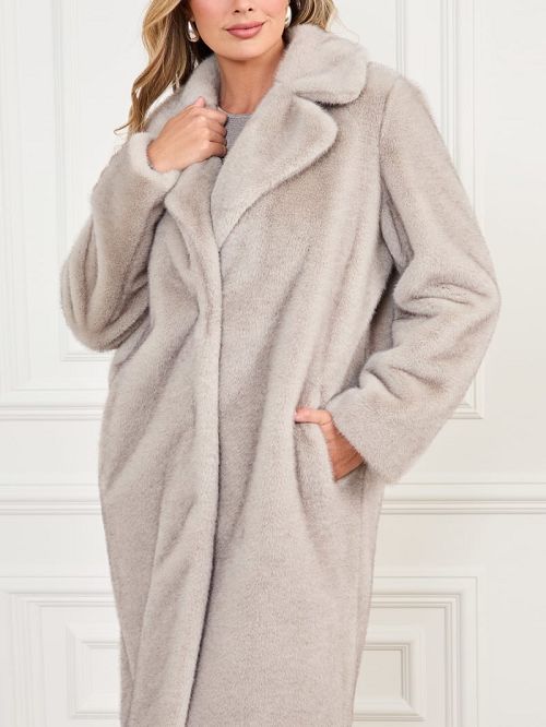 Guess Bianca Faux-Fur Coat Grijs | GUESS-SN27913