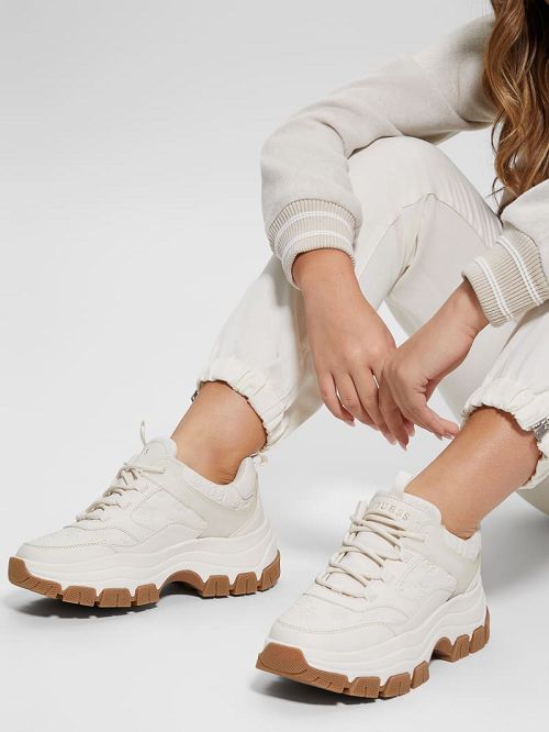 Guess Bisun Signature Peony Sneakers Wit | GUESS-SN29575
