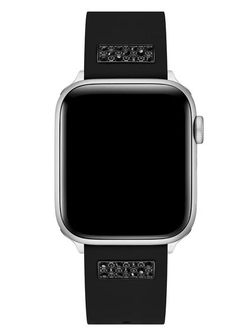 Guess Black Rhinestone and Silicone 42-45 mm Band for Apple Watch® Zwart | GUESS-SN31628