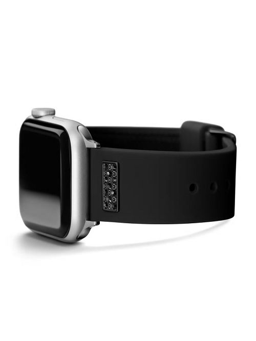 Guess Black Rhinestone and Silicone 42-45 mm Band for Apple Watch® Zwart | GUESS-SN31628