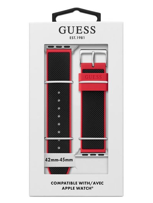 Guess Black and Red Silicone 42-45 mm Band for Apple Watch® Multi | GUESS-SN31618