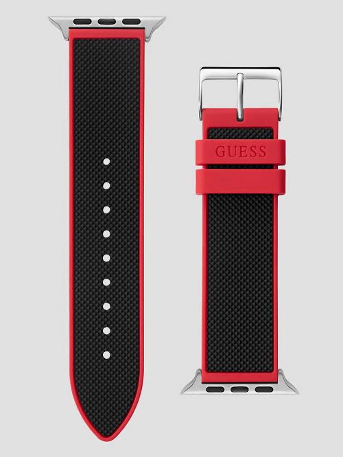 Guess Black and Red Silicone 42-45 mm Band for Apple Watch® Multi | GUESS-SN31618