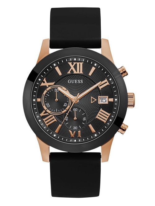 Guess Black and Rose Gold-Tone Multifunction Watch Zwart | GUESS-SN31613