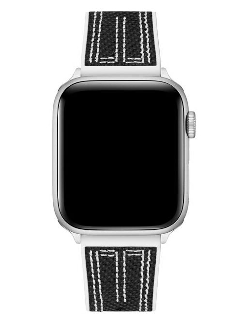 Guess Black and White Woven 42-45 mm Band for Apple Watch® Zwart | GUESS-SN31617
