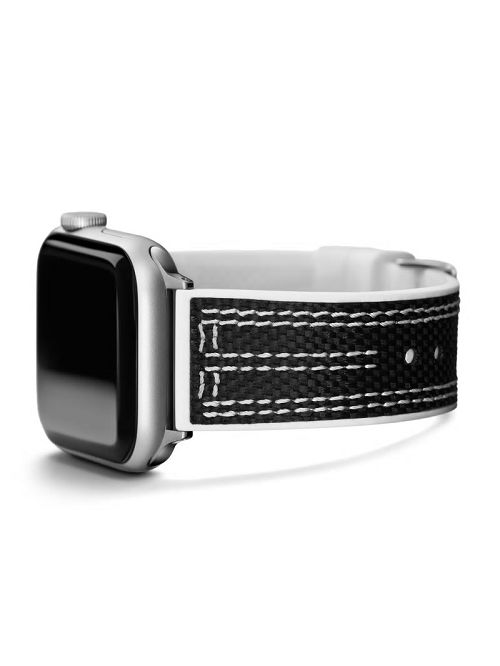 Guess Black and White Woven 42-45 mm Band for Apple Watch® Zwart | GUESS-SN31617