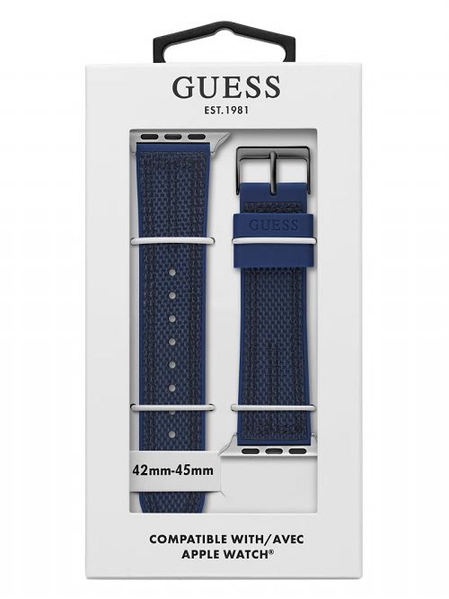 Guess Blue and Black Woven 42-45 mm Band for Apple Watch® Grijs | GUESS-SN31630