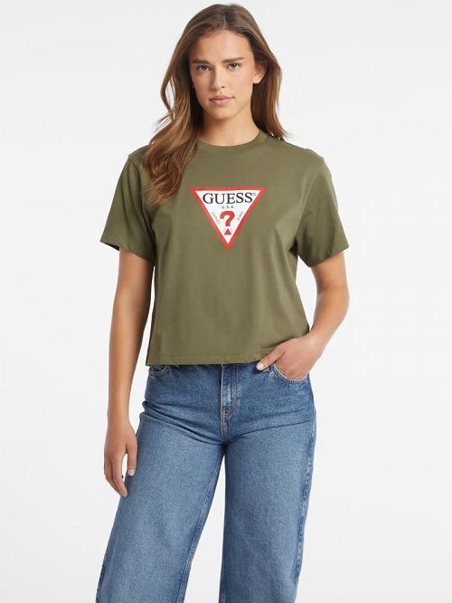 Guess Boxy Iconic Tee Groen | GUESS-SN27322