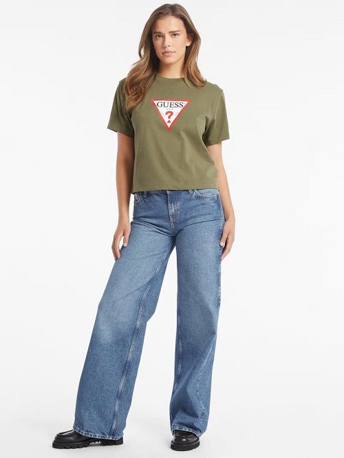 Guess Boxy Iconic Tee Groen | GUESS-SN27322