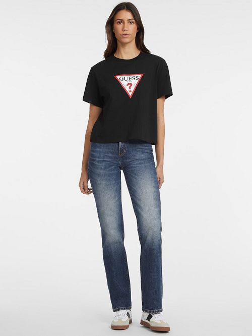 Guess Boxy Iconic Tee Zwart | GUESS-SN27086