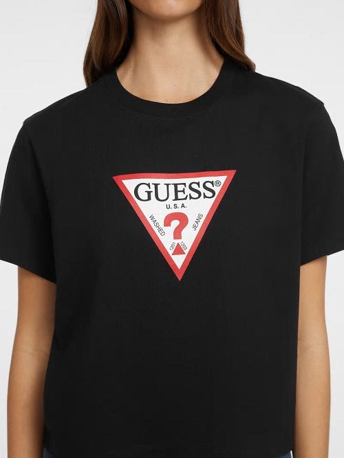 Guess Boxy Iconic Tee Zwart | GUESS-SN27086