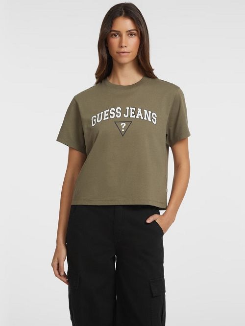 Guess Boxy Logo Tee Groen | GUESS-SN27177