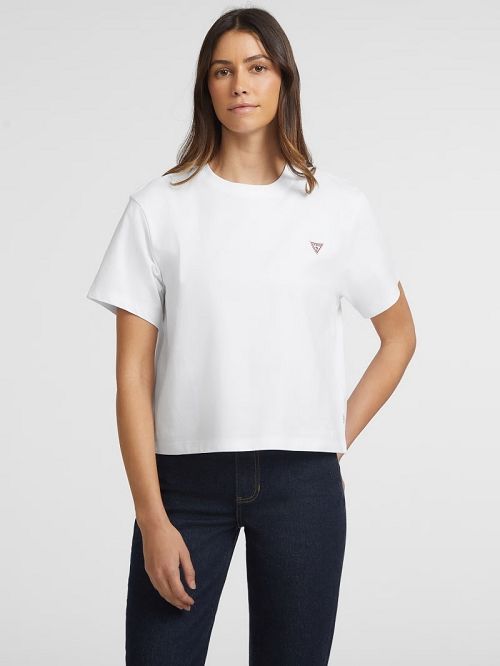 Guess Boxy Mini Triangle Tee Wit | GUESS-SN27068