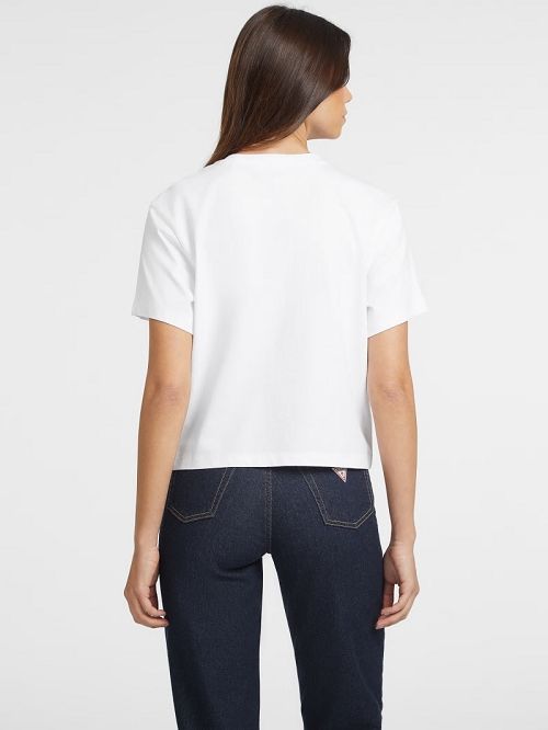 Guess Boxy Mini Triangle Tee Wit | GUESS-SN27068