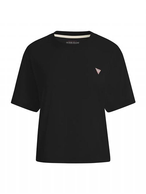 Guess Boxy Mini Triangle Tee Zwart | GUESS-SN27317